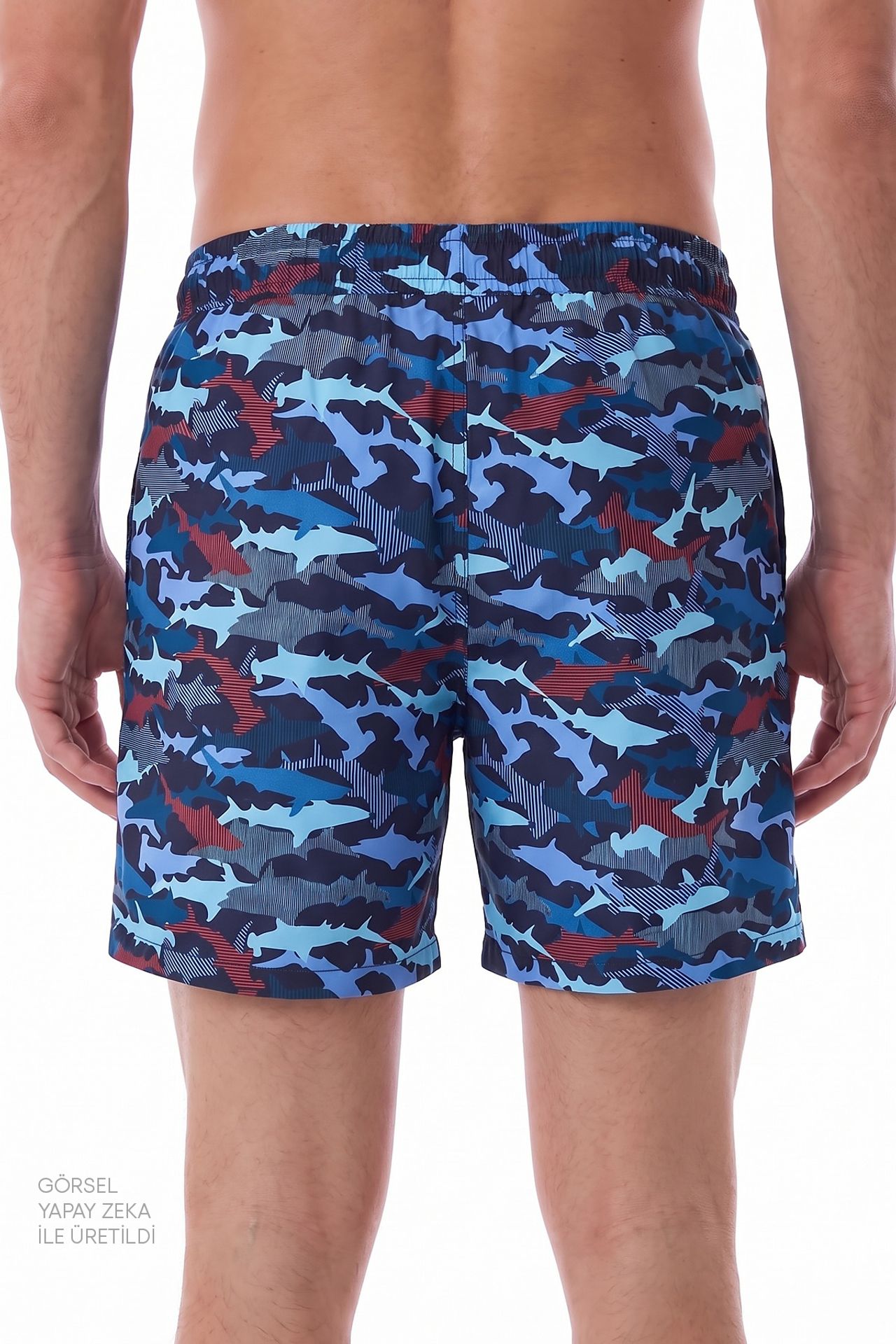 PENTI Men's Striped Fish Pattern Swim Shorts 3