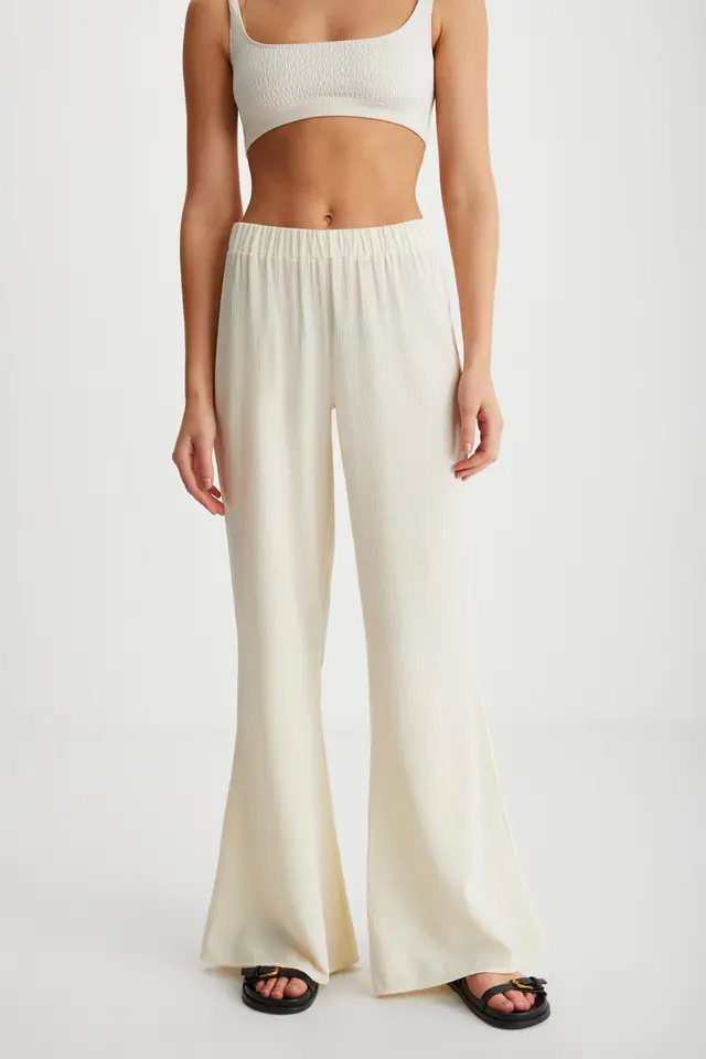 GRIMELANGE Wide Leg Elastic Waist Trousers