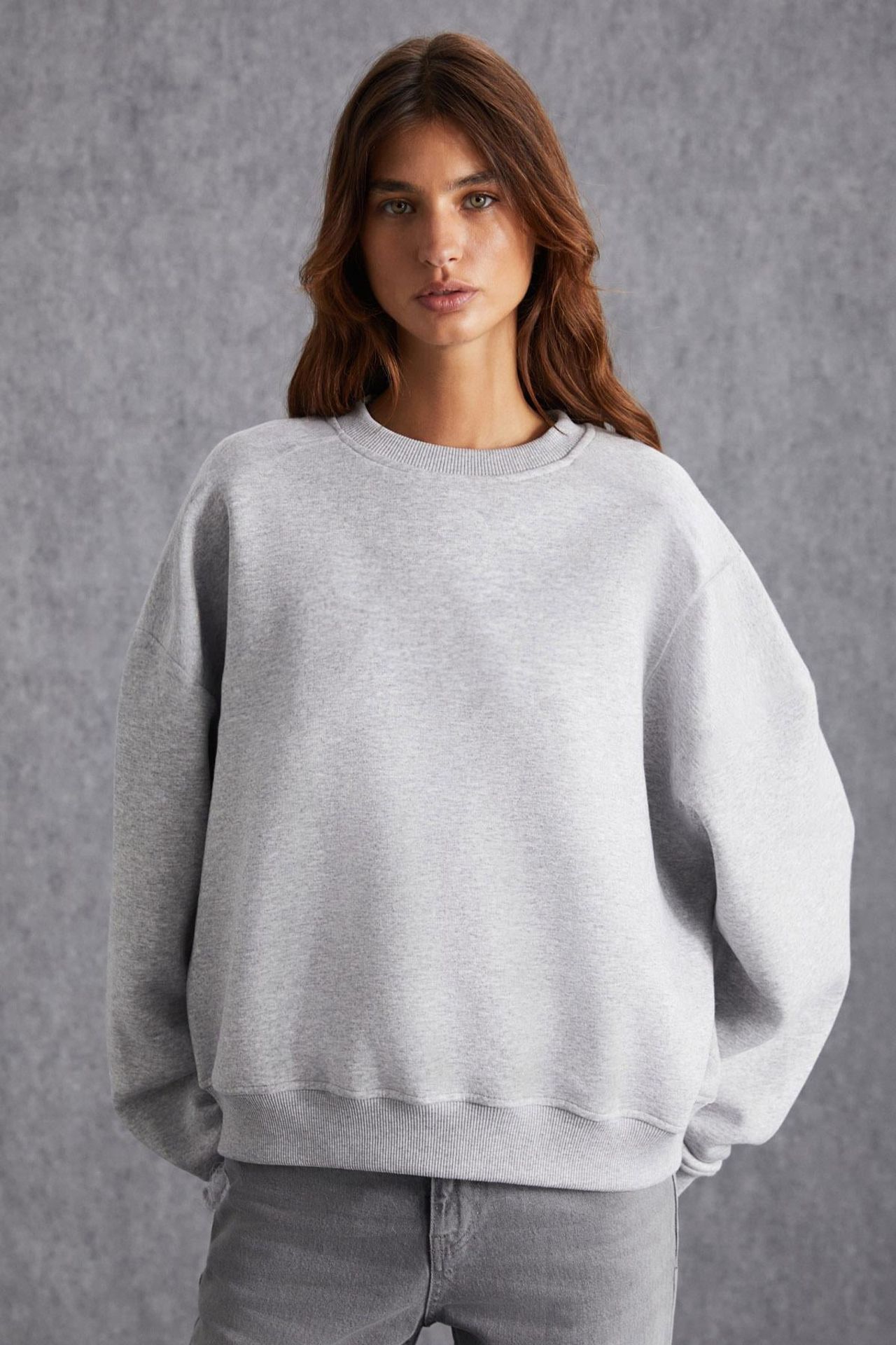 GRIMELANGE Geniş Kesimli Fitilli Bisiklet Yaka Sweatshirt 1