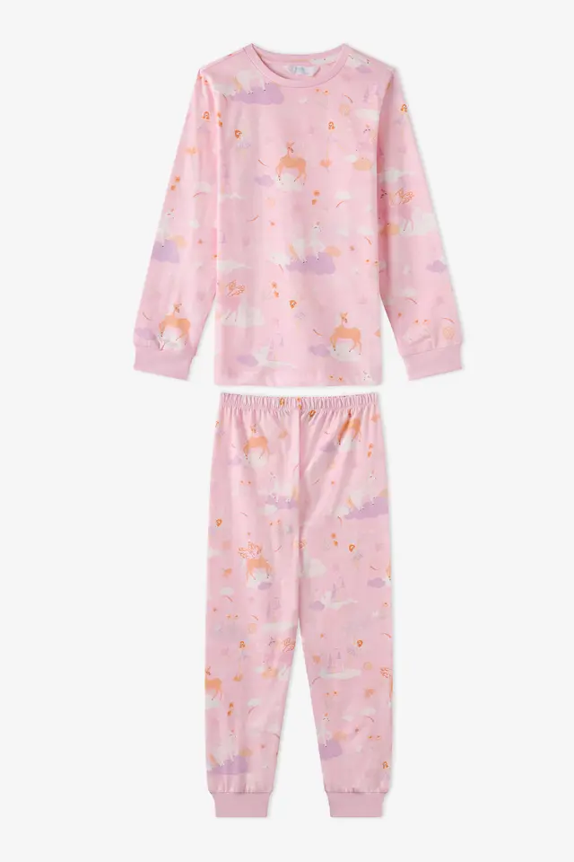 PENTI Girls' Fly Repeat Cotton Long Sleeve Pajama Set