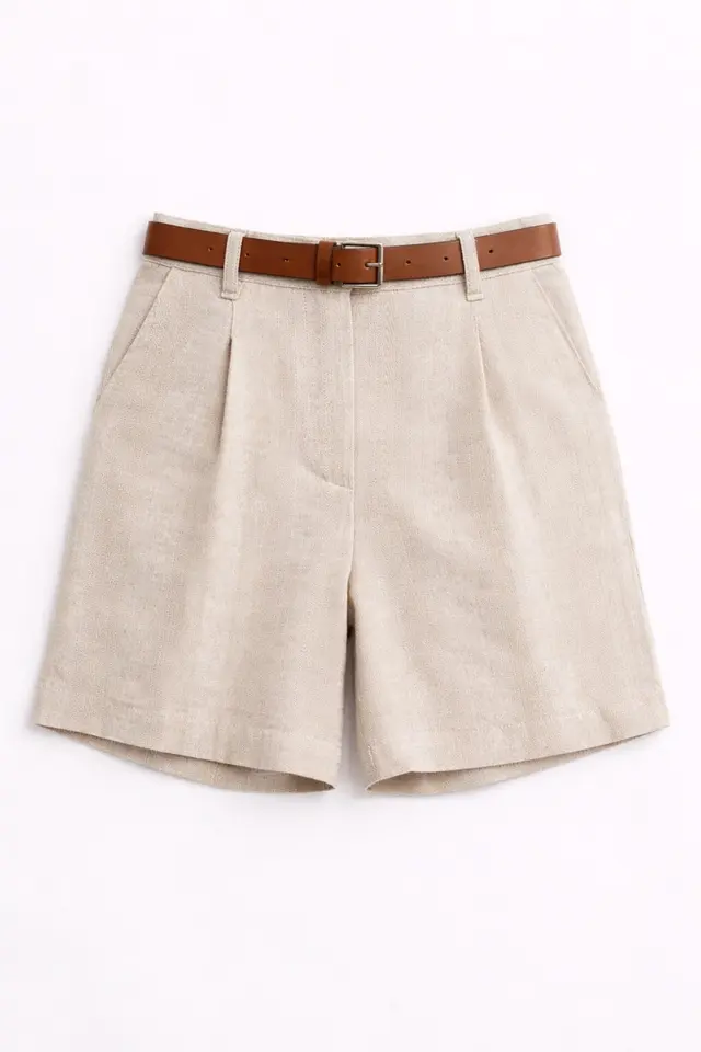 MIXRAY High Waist Wide Leg Belted Tailored Shorts