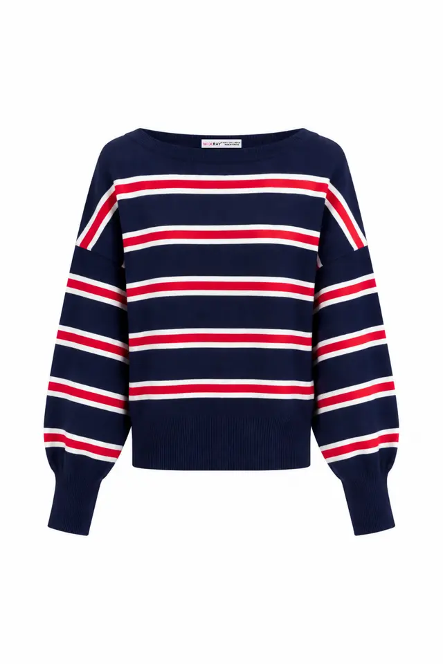 Mixray Ribbed Boat Neck Sweater