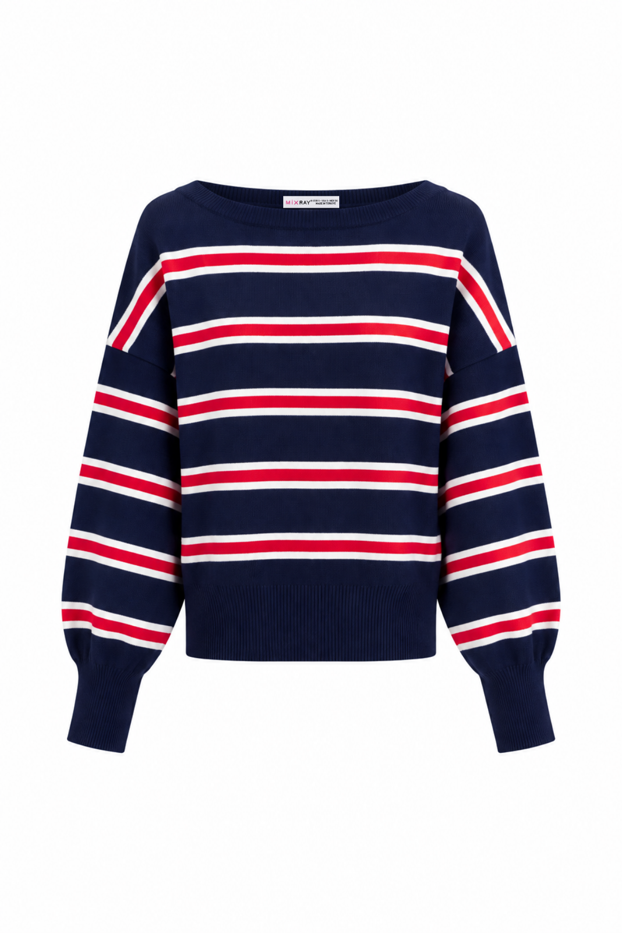 Mixray Ribbed Boat Neck Sweater 1