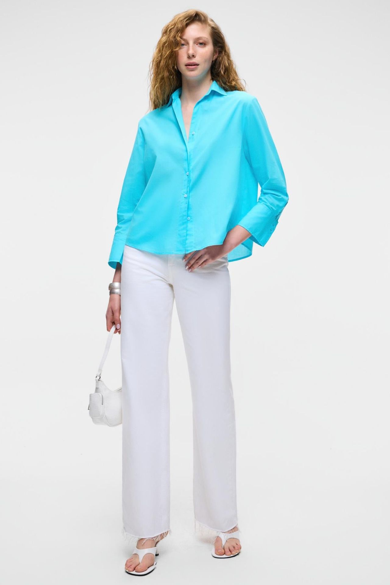 GRIMELANGE Oversize Poplin Düğmeli Gömlek 4