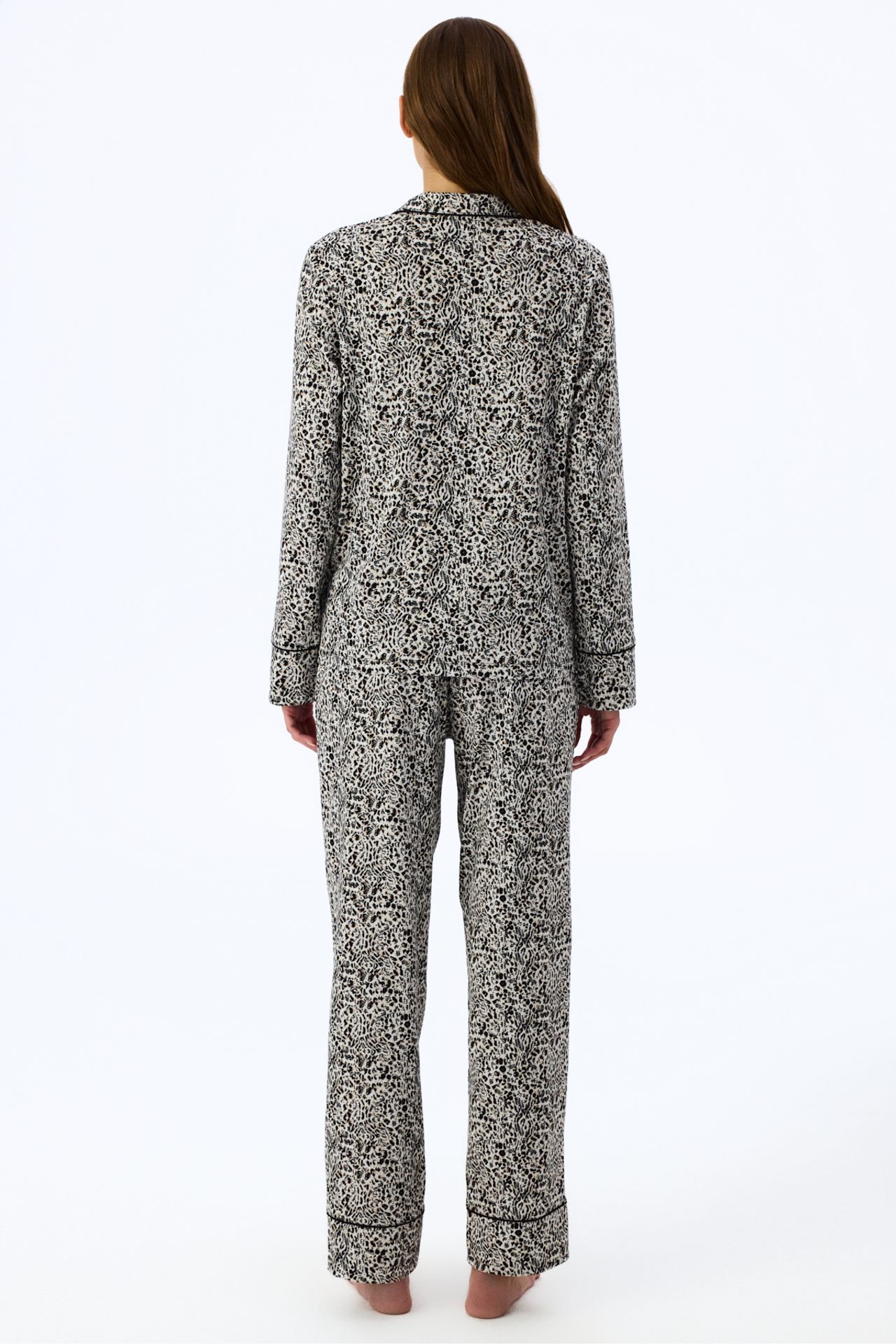 PENTI Noir Garden Leopard Print Long Sleeve Shirt Trousers Pajama Set 3