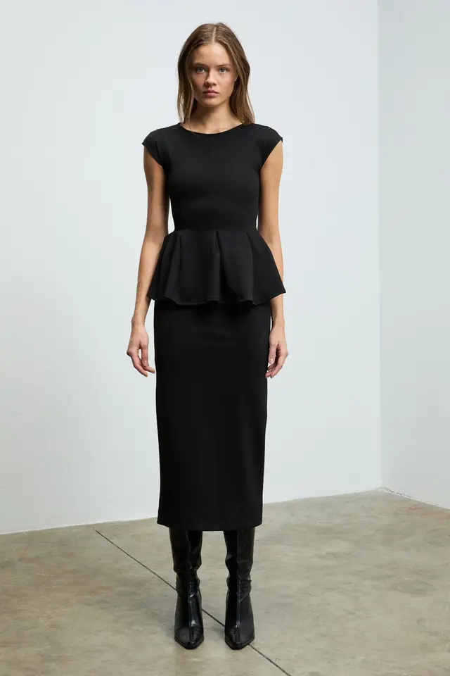 GRIMELANGE Mid Waist Midi Pencil Skirt