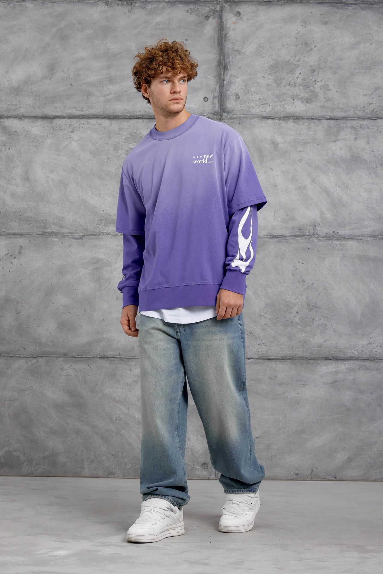 NOMARC Baskılı Geniş Kesim Bisiklet Yaka Sweatshirt 5