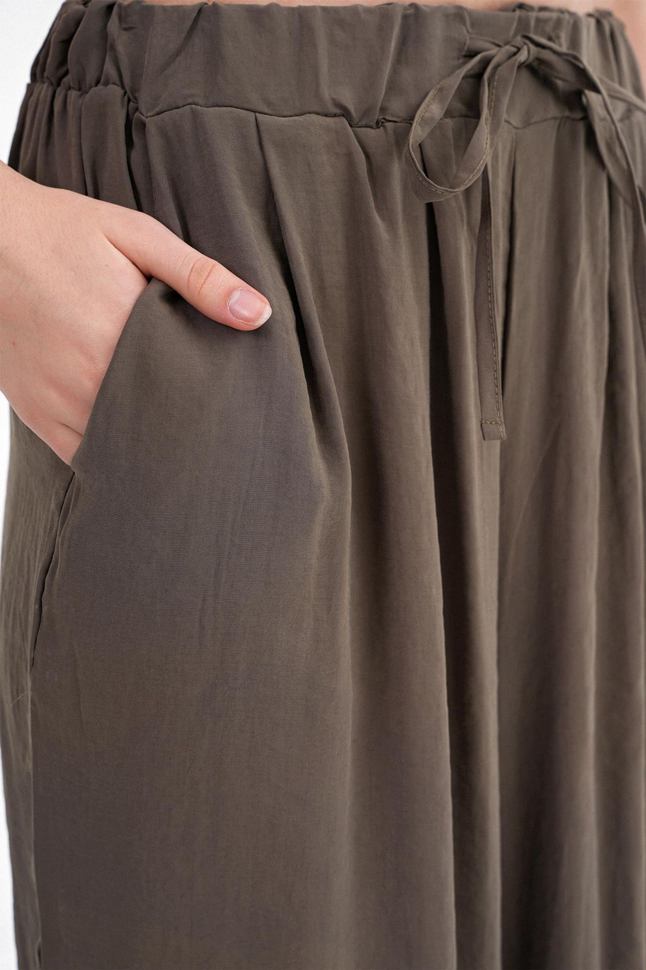 Mixray High Waist Modal Pleated Palazzo Pants with Drawstring 6