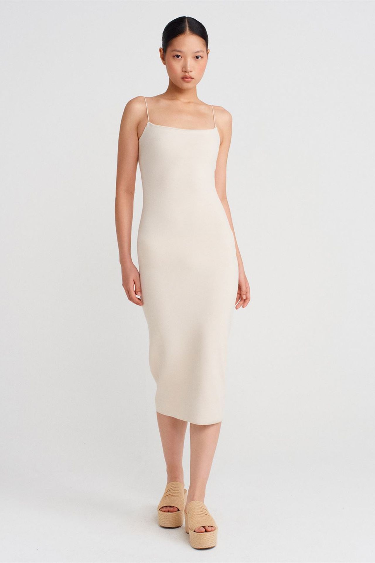 DILVIN Kolsuz Cut-Out Detaylı Bodycon Midi Elbise 3