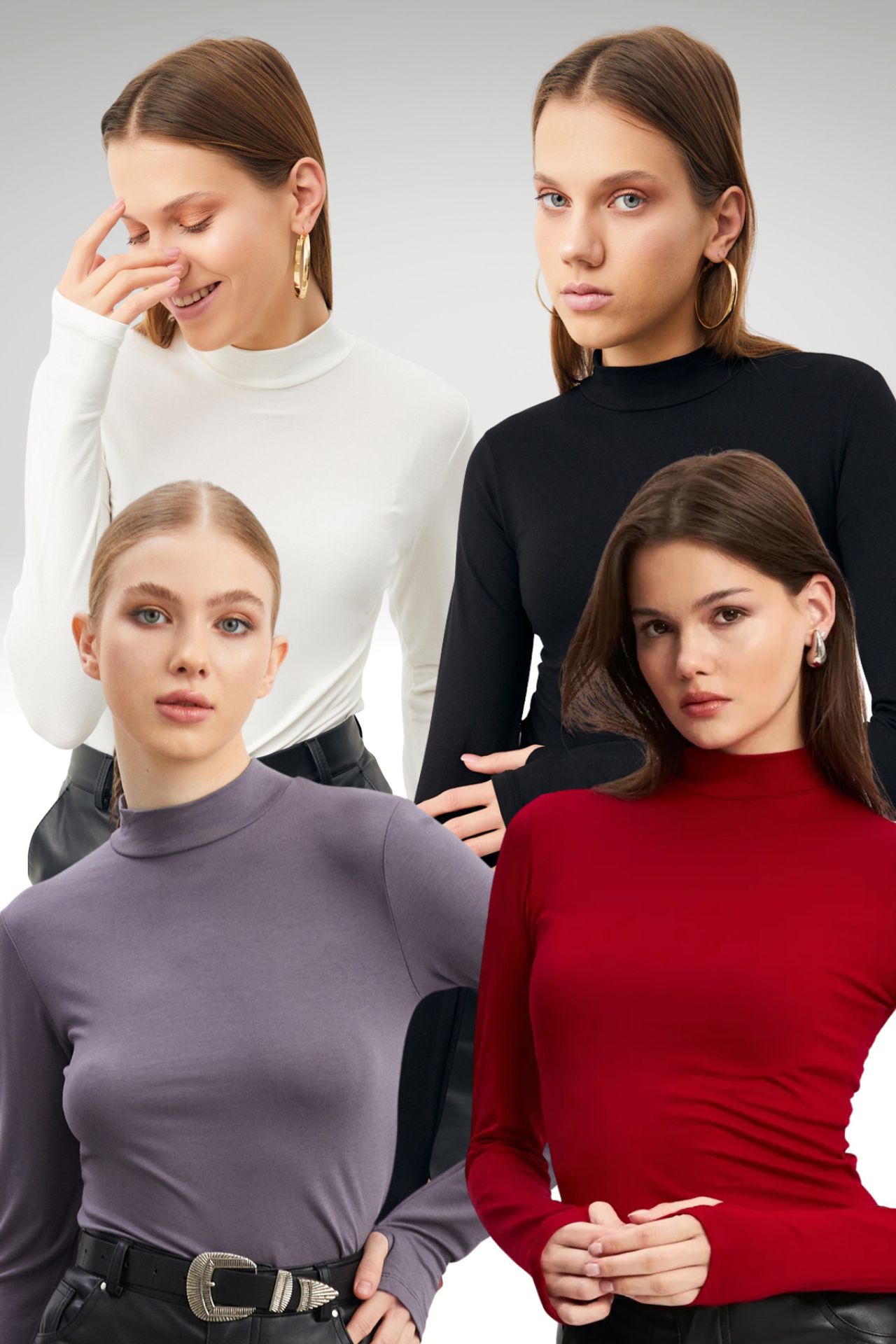 BIPANTOLON Kadın 4'lü Cut Out Detaylı Yarım Balıkçı Yaka Body 1