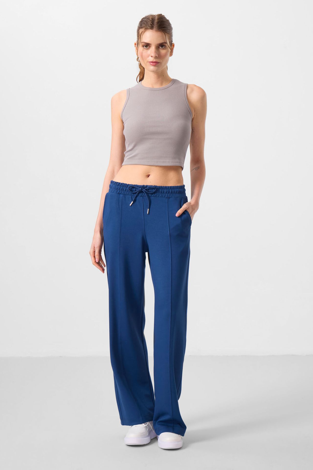TOMMY Textured Wide Leg Palazzo Pants with Drawstring Waist 2
