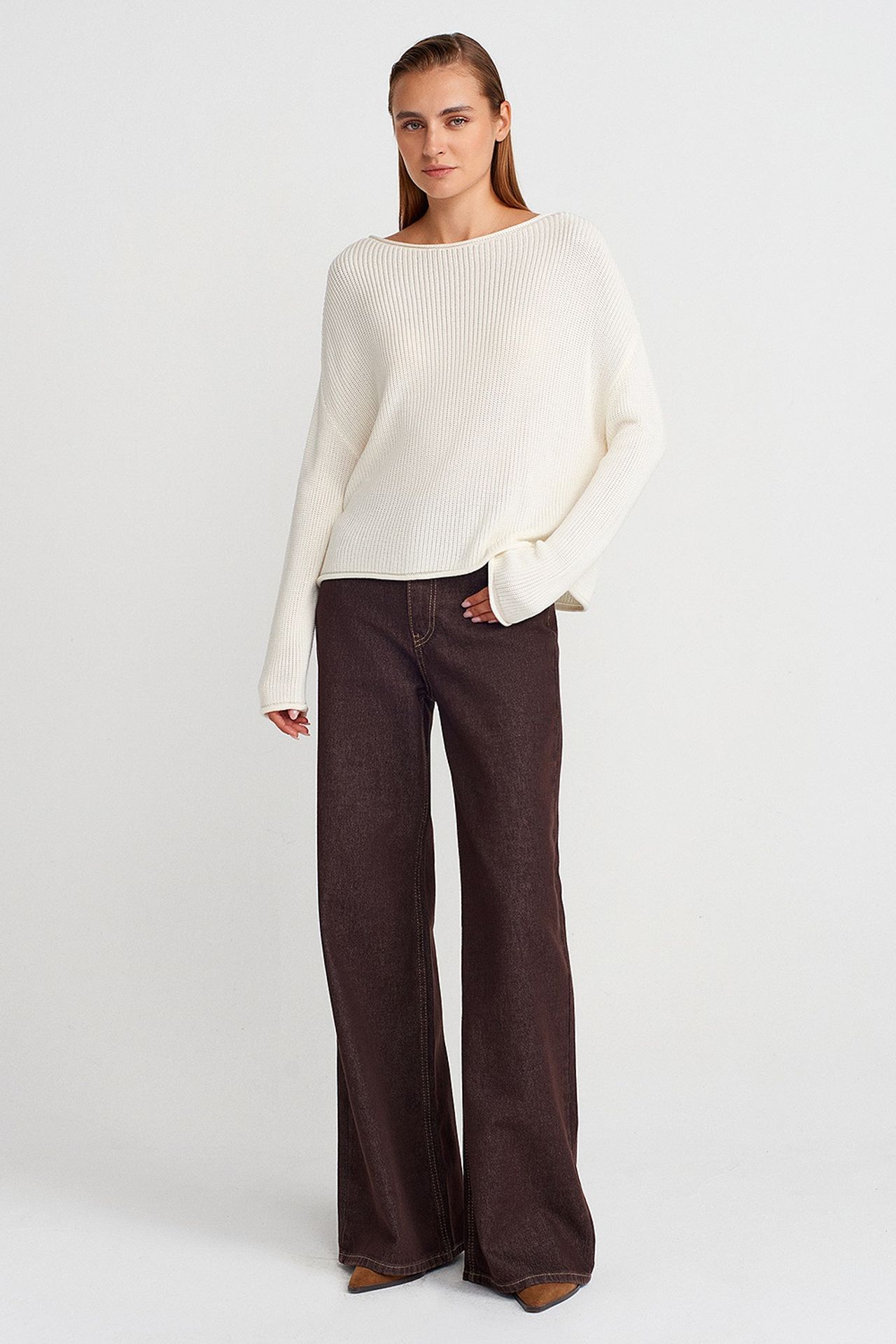 DILVIN Women's Ribbed Boat Neck Knit Sweater 4