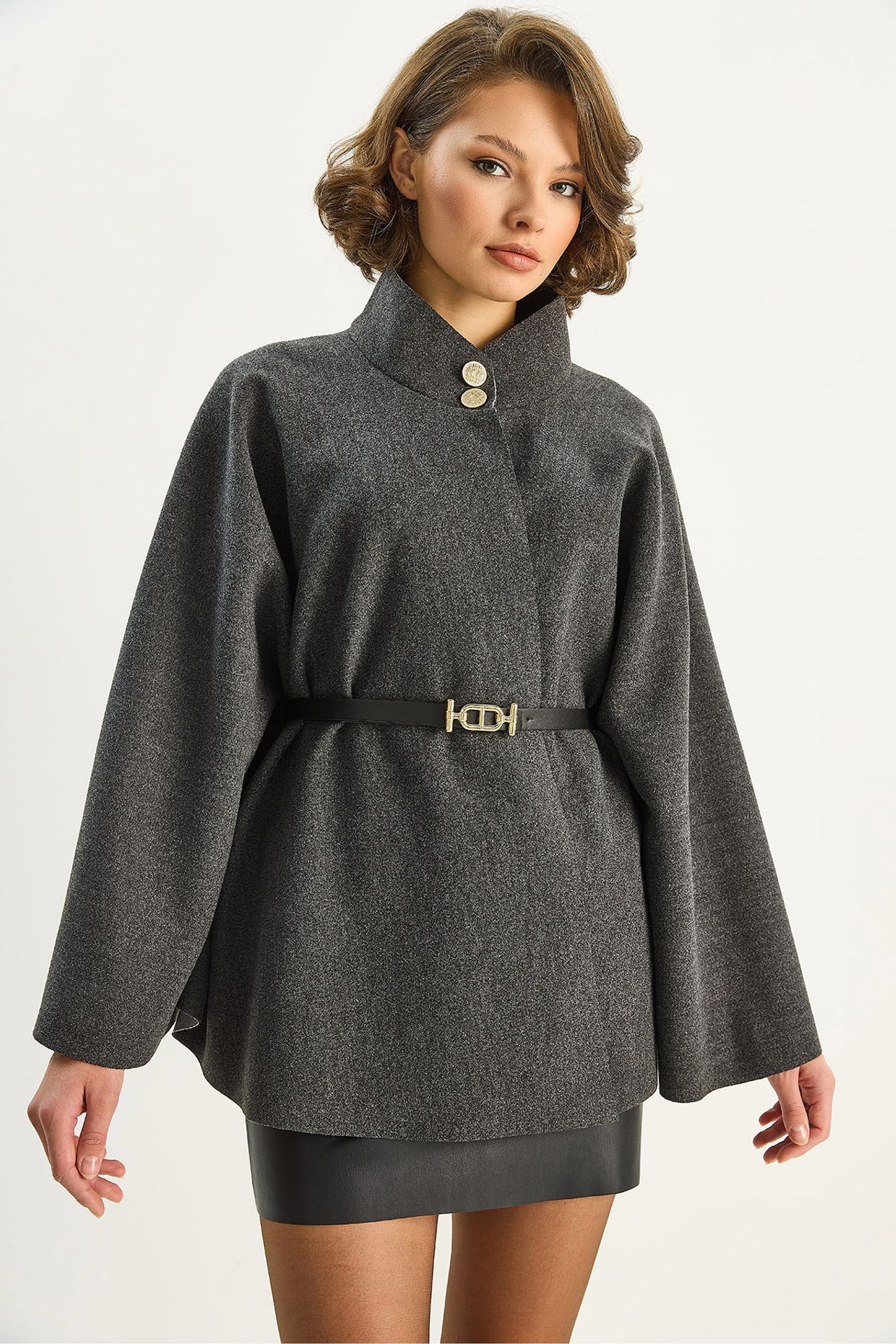 LUCCI Textured Overcoat with Button Closure 1