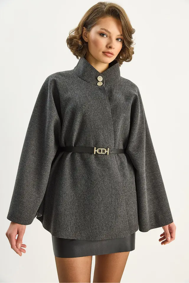 LUCCI Textured Overcoat with Button Closure