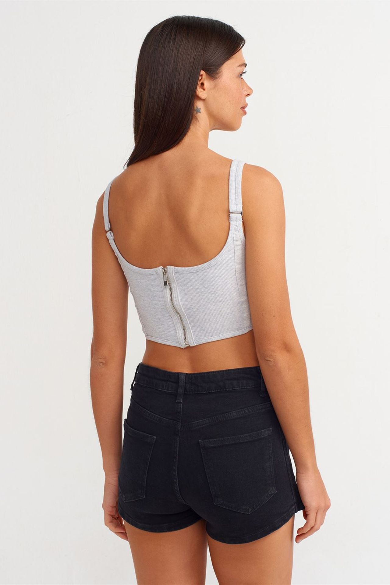 DILVIN Yüksek Bel Denim Mini Etek 2