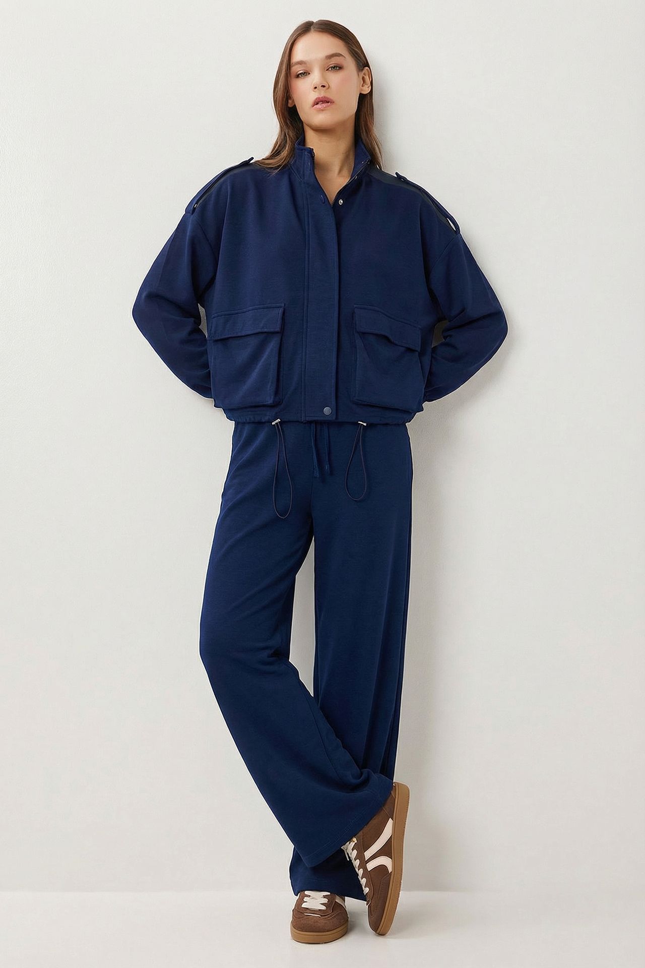 ISTANBUL Pocket Detail Jacket &  Wide Leg Pants Two-Piece Set 2