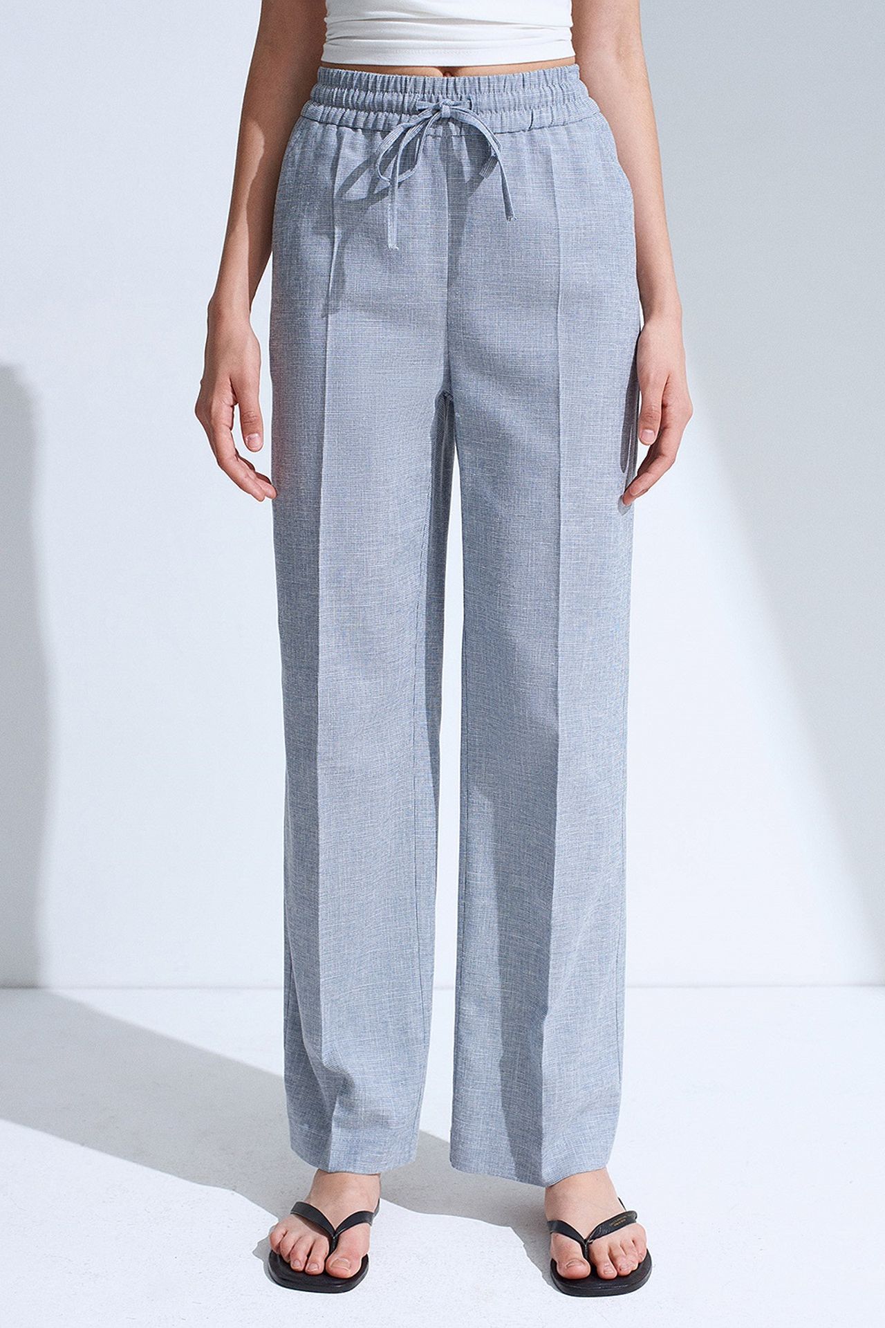 DILVIN Wide-Leg Poplin Lounge Trousers 4