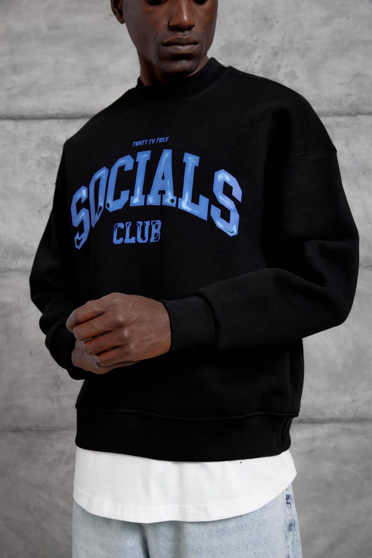 NOMARC Baskılı Geniş Kesim Bisiklet Yaka Sweatshirt 1