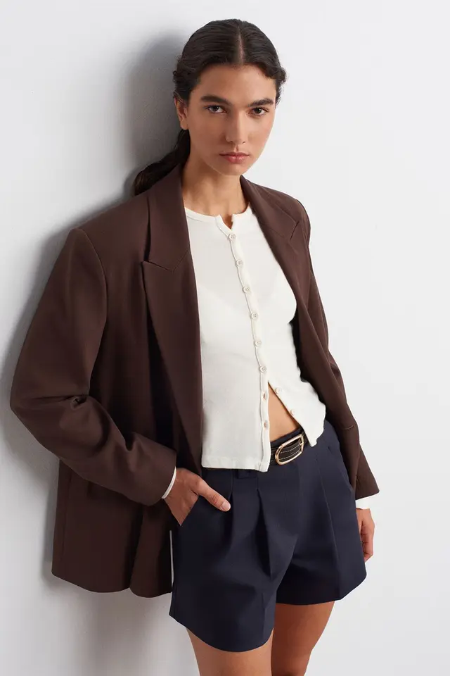 DILVIN Ribbed Button-Front Cardigan