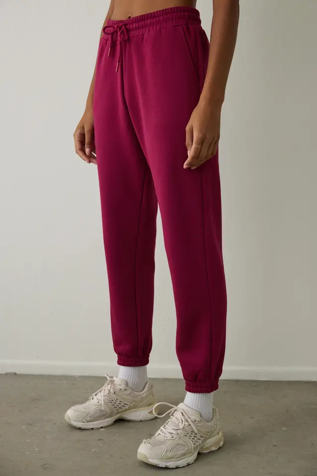 PENTI High Waist Tie Detail Brushed Sweatpants