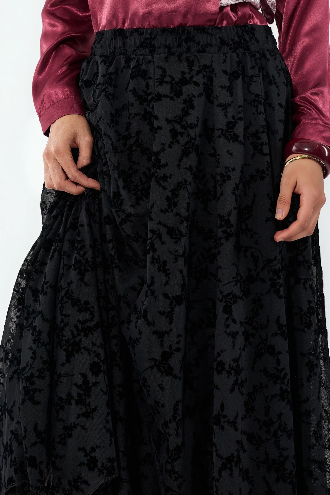 BDART High Waist Floral A-Line Maxi Skirt 5