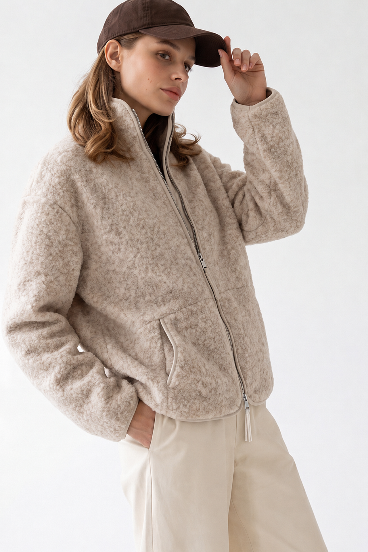 MIXRAY Women's Half Zip Textured Sweatshirt 1