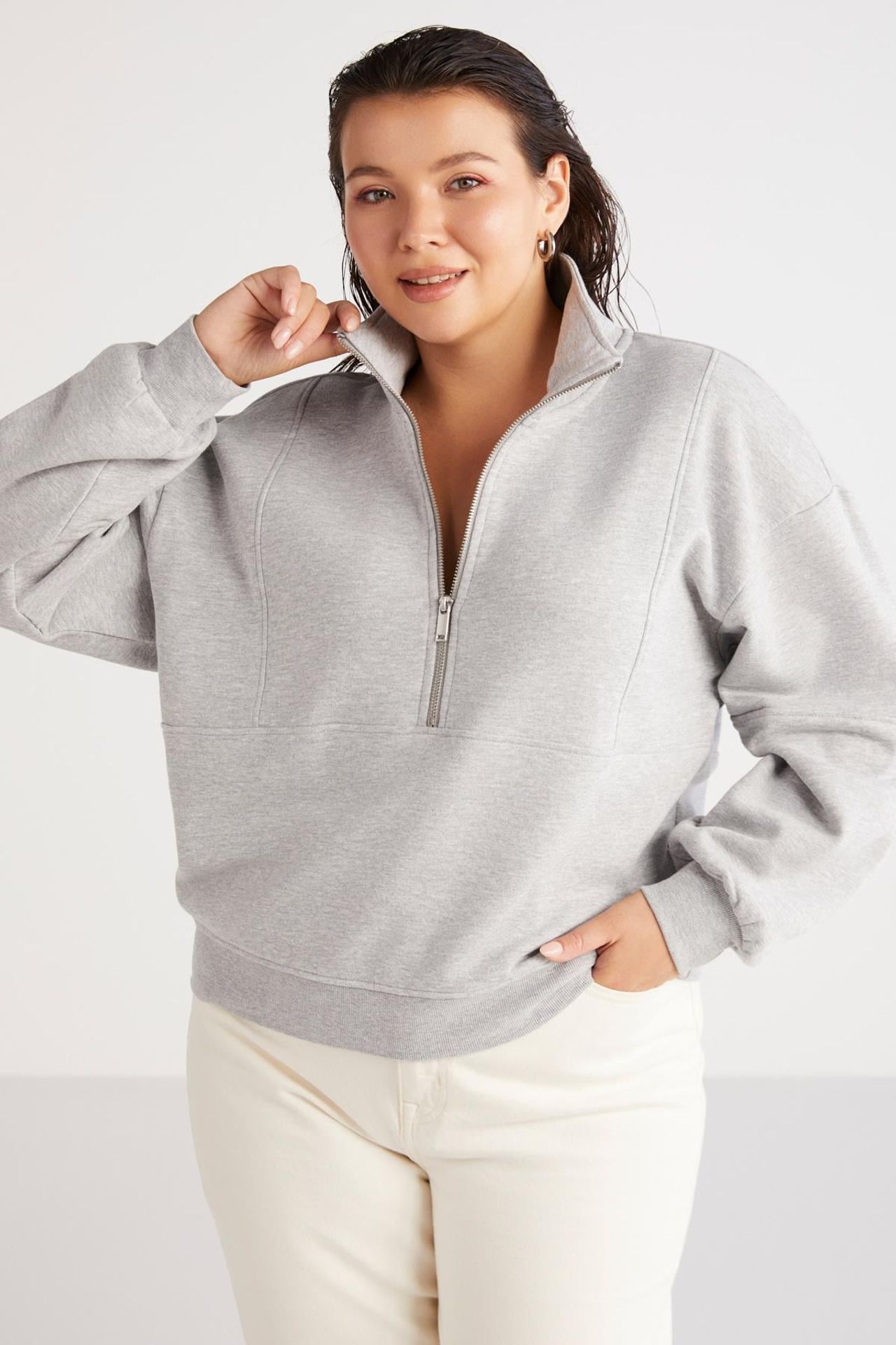 ETHIQUET Half Zip Loose Sweatshirt 2