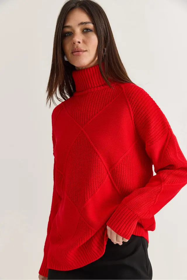 LUCCI Textured Turtleneck Sweater
