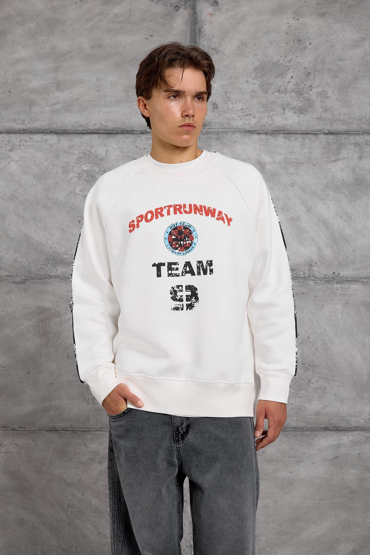 NOMARC Printed Striped Crew Neck Sweatshirt 6