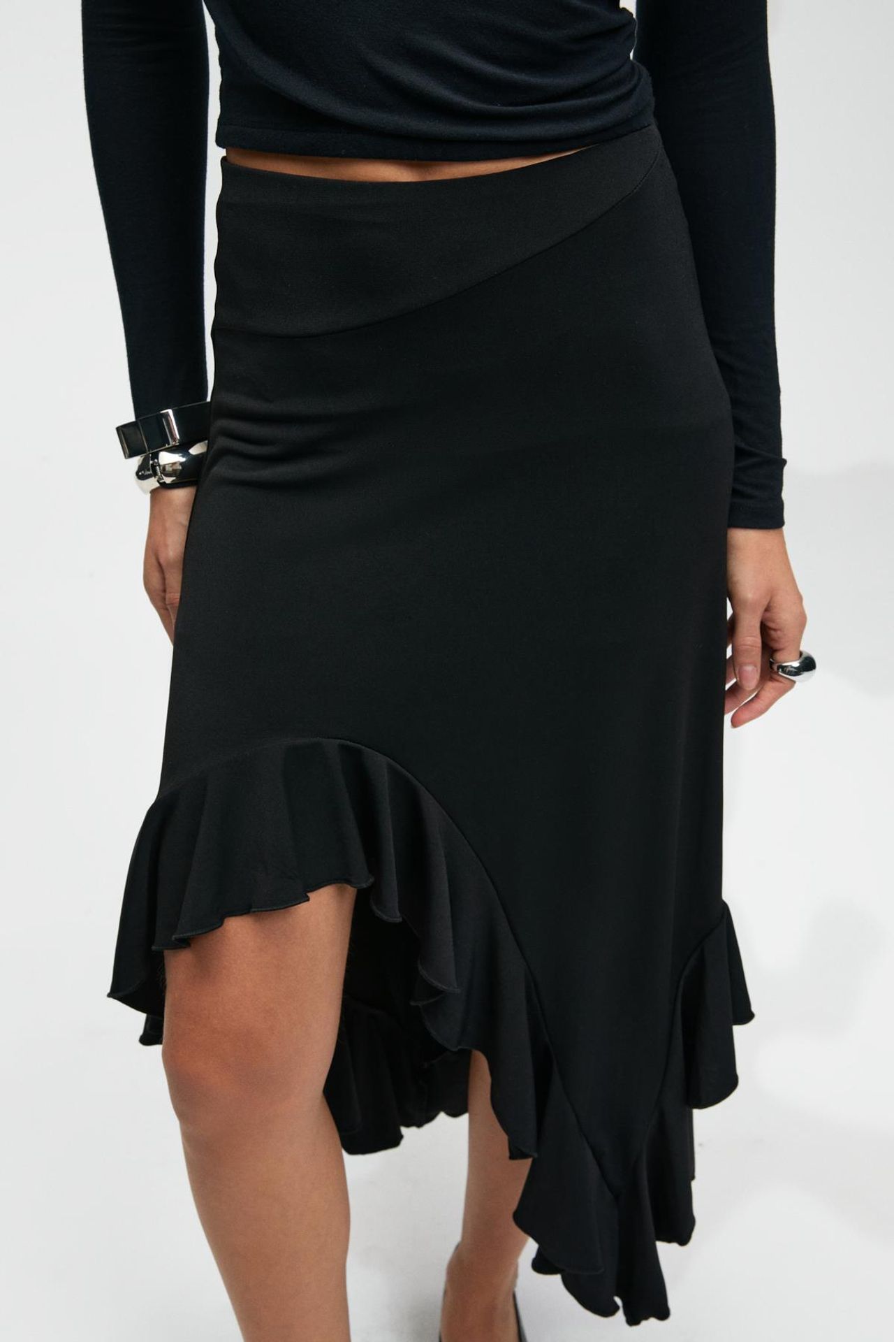 GRIMELANGE High Waist A-Line Midi Skirt 5