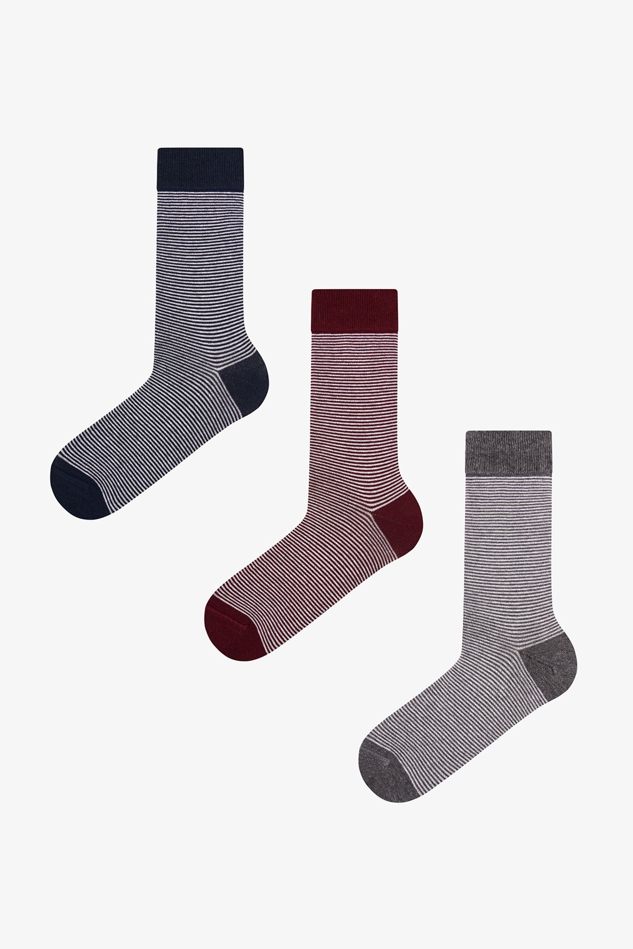 PENTI Men's Earth Neutral Striped 2-Pack Crew Socks 1