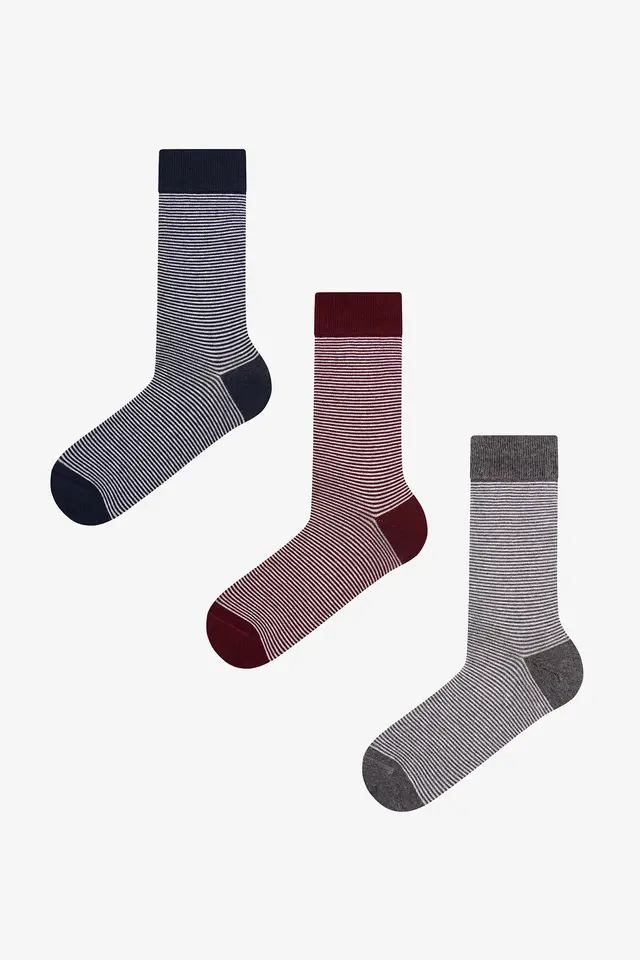PENTI Men's Earth Neutral Striped 2-Pack Crew Socks