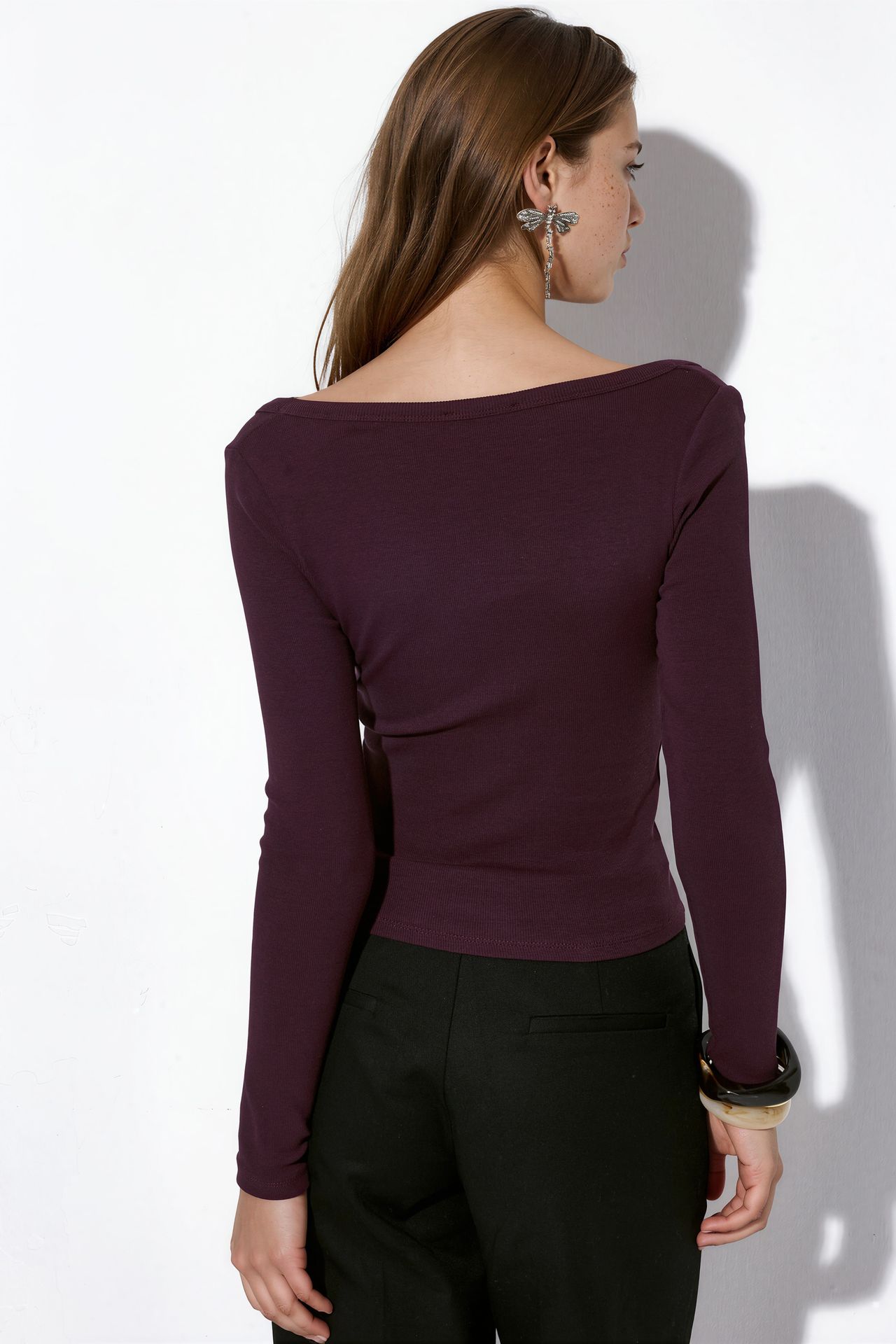 BUSEM Women's Ribbed Long-Sleeve Crop Top 3