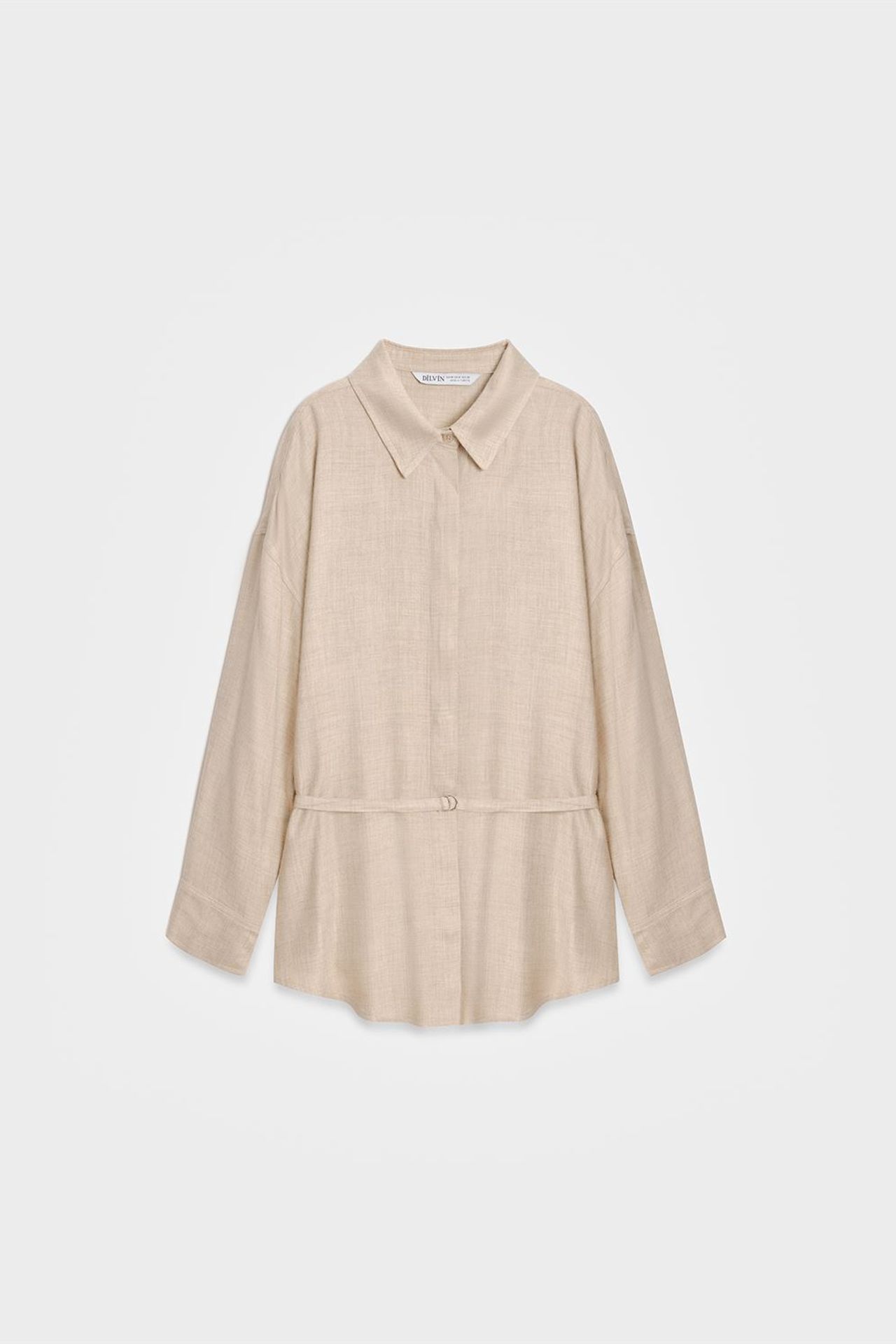 DILVIN Long Belted Woven Shirt