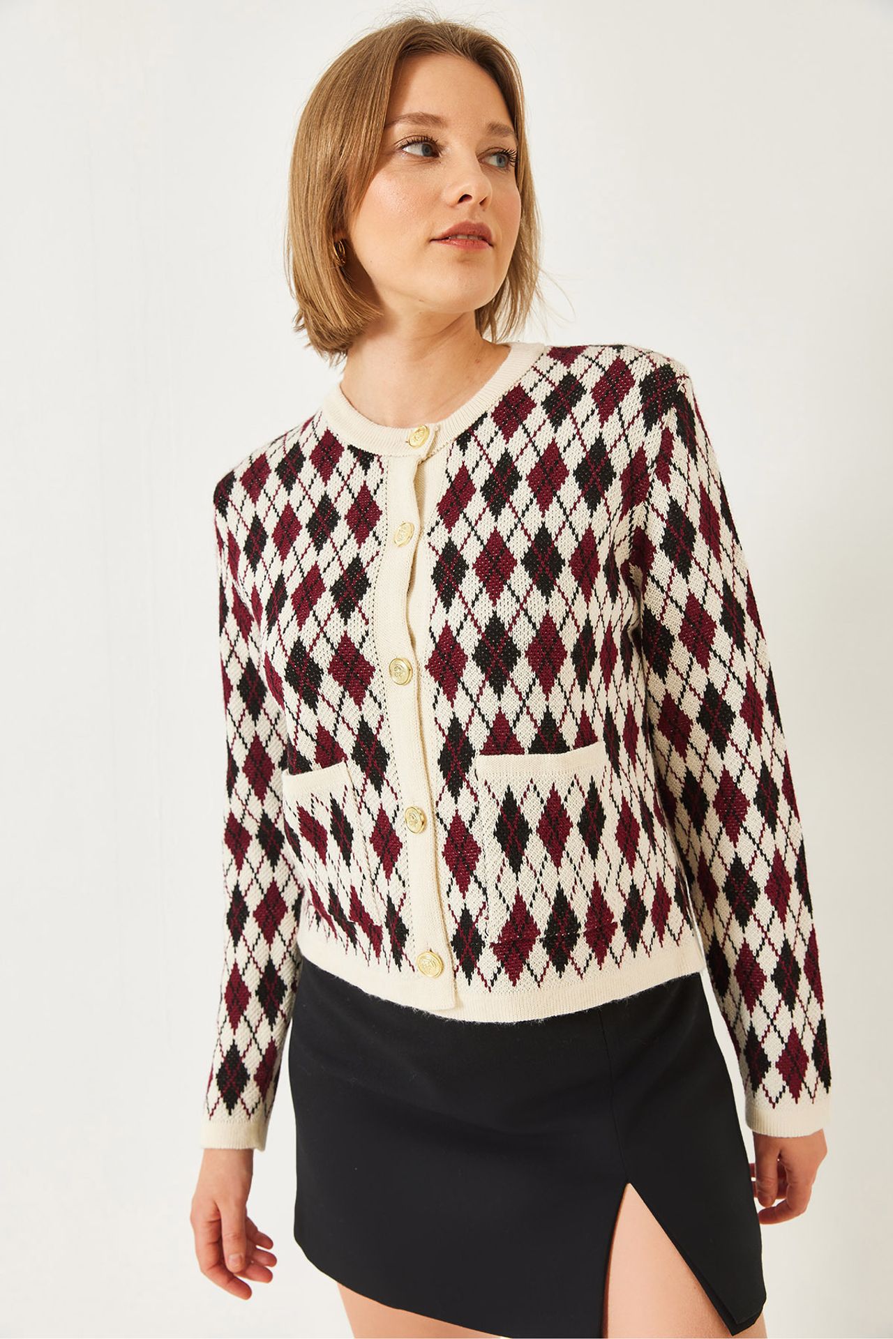 LUCCI Jacquard Knitwear Cardigan with Pockets 4
