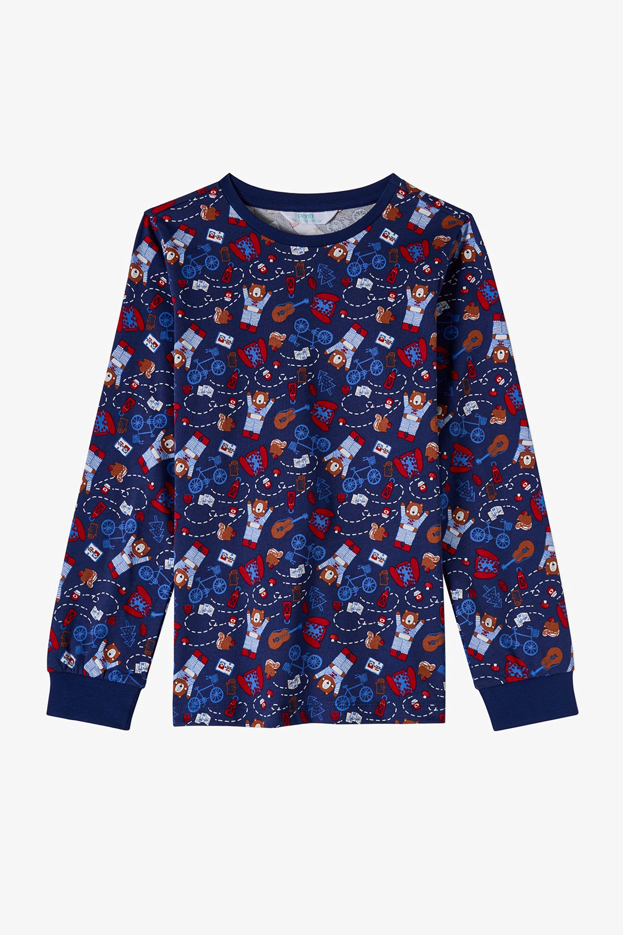 PENTI Boys' Style Repeat Cotton Long Sleeve Pajama Set 2