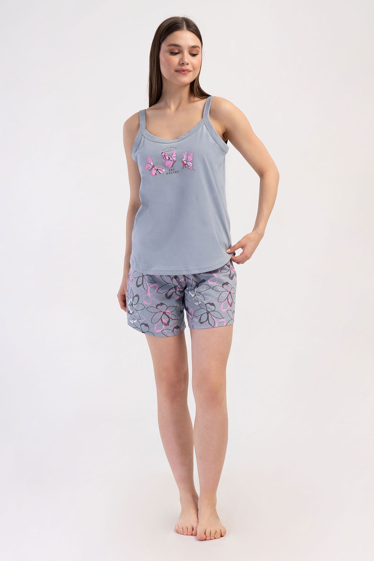 YAKE Rahat Kısa Paça 2 Parçalı Pijama Takımı 1