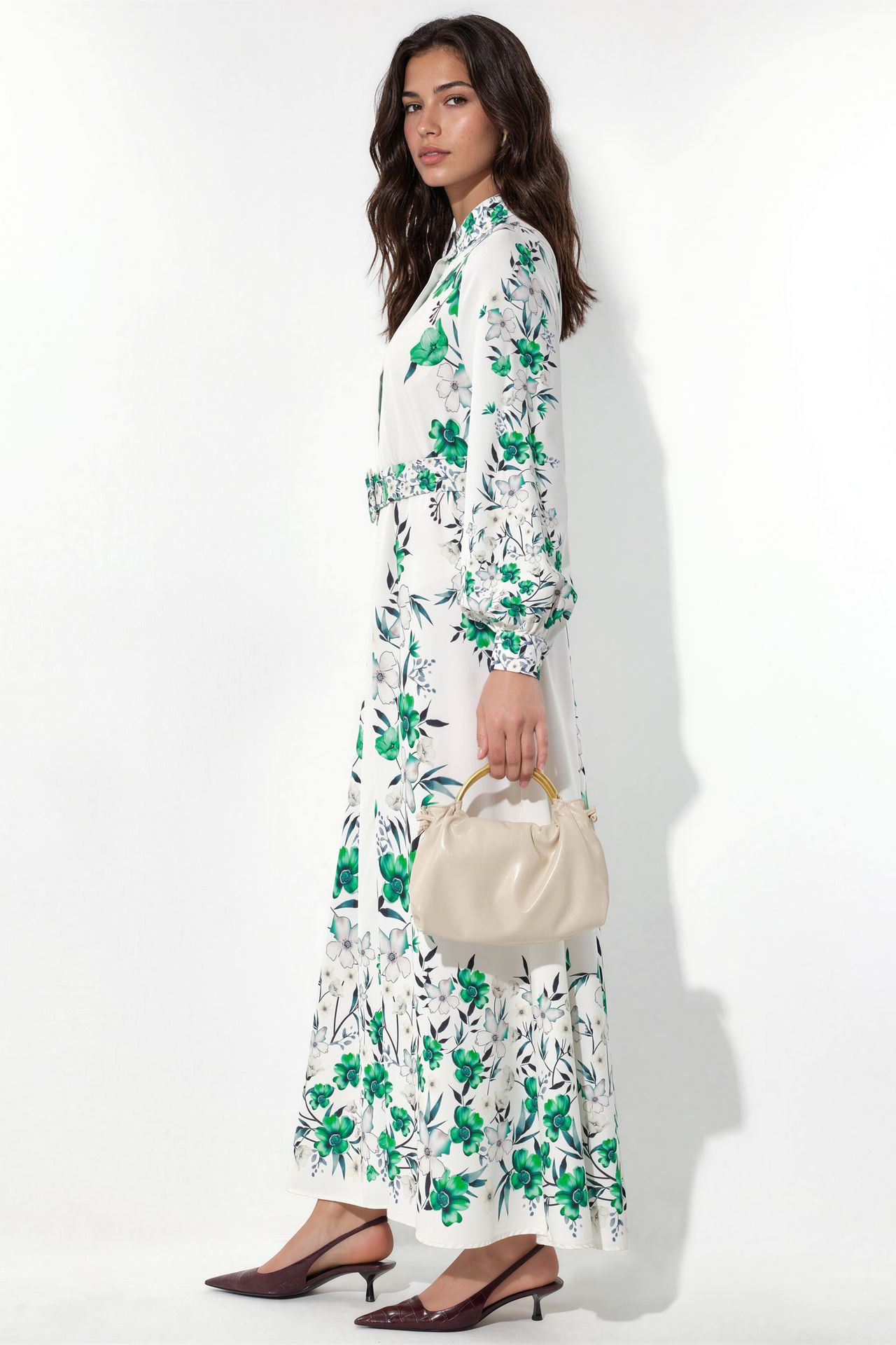MSN Floral Belted Maxi Shirt Dress 2