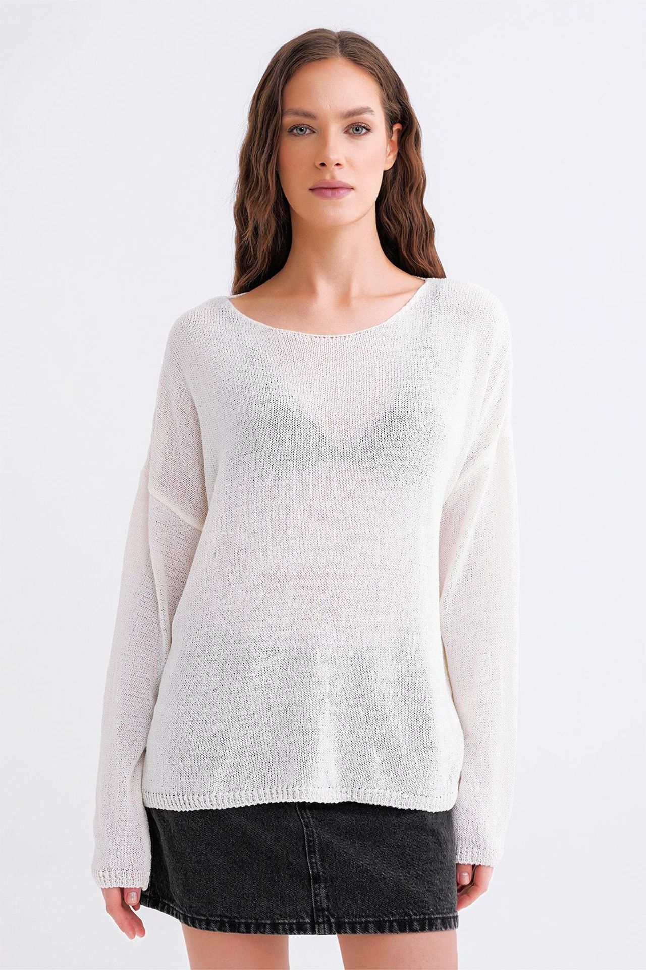 MIXRAY Oversized Boat Neck Knit Sweater 3
