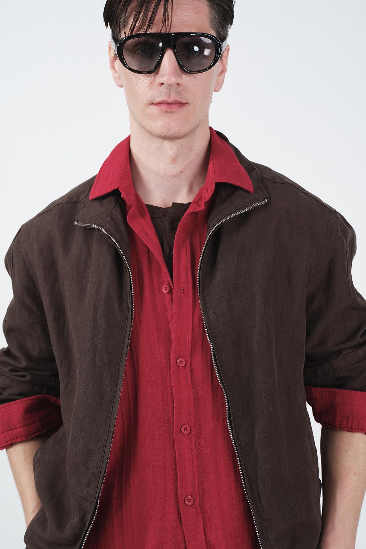 GIESTO Men's Solid Tencel and Linen Vest with Jacket Collar 4