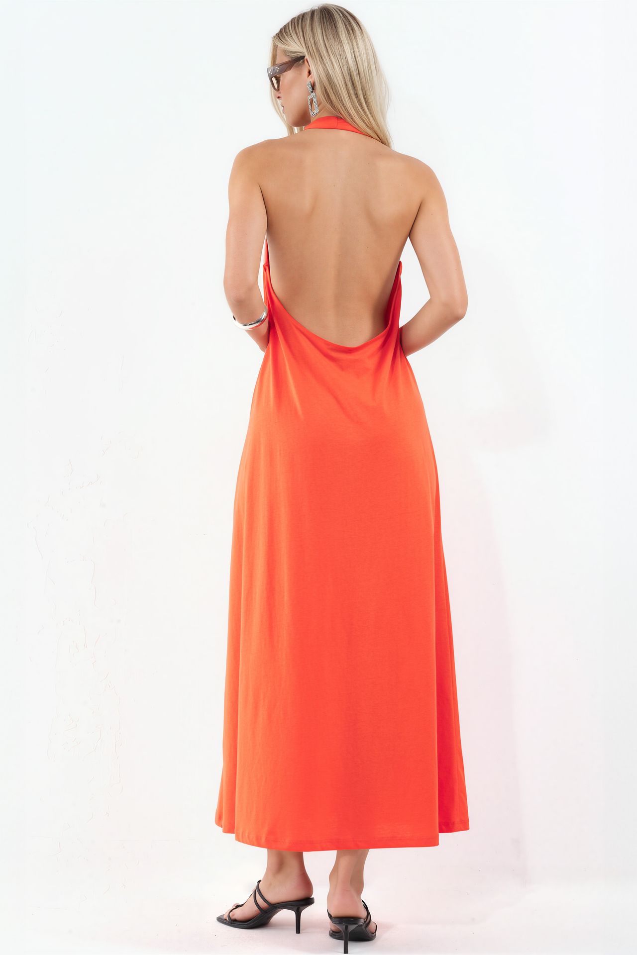 BUSEM Cotton Midi Halter Dress With Slit 3