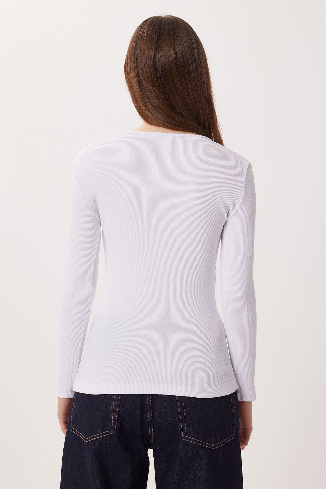 İSTANBUL Slim Fit U Yaka Uzun Kollu Bluz 5