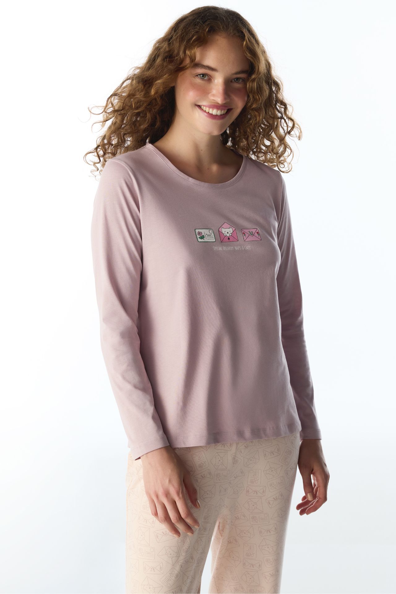 PENTI Naps&cats Cat Pattern Long Sleeve Pant Pajama Set 2
