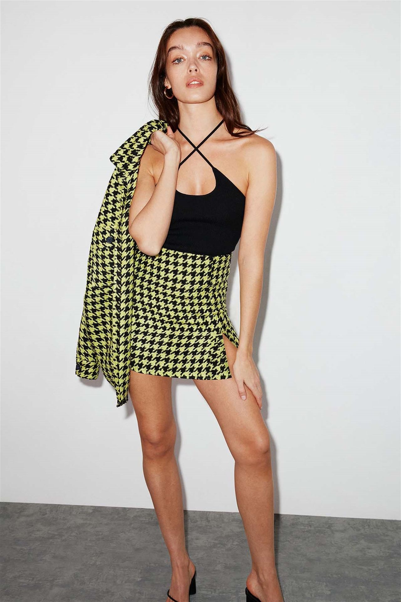 GRIMELANGE High Waist Herringbone Mini Skirt 3