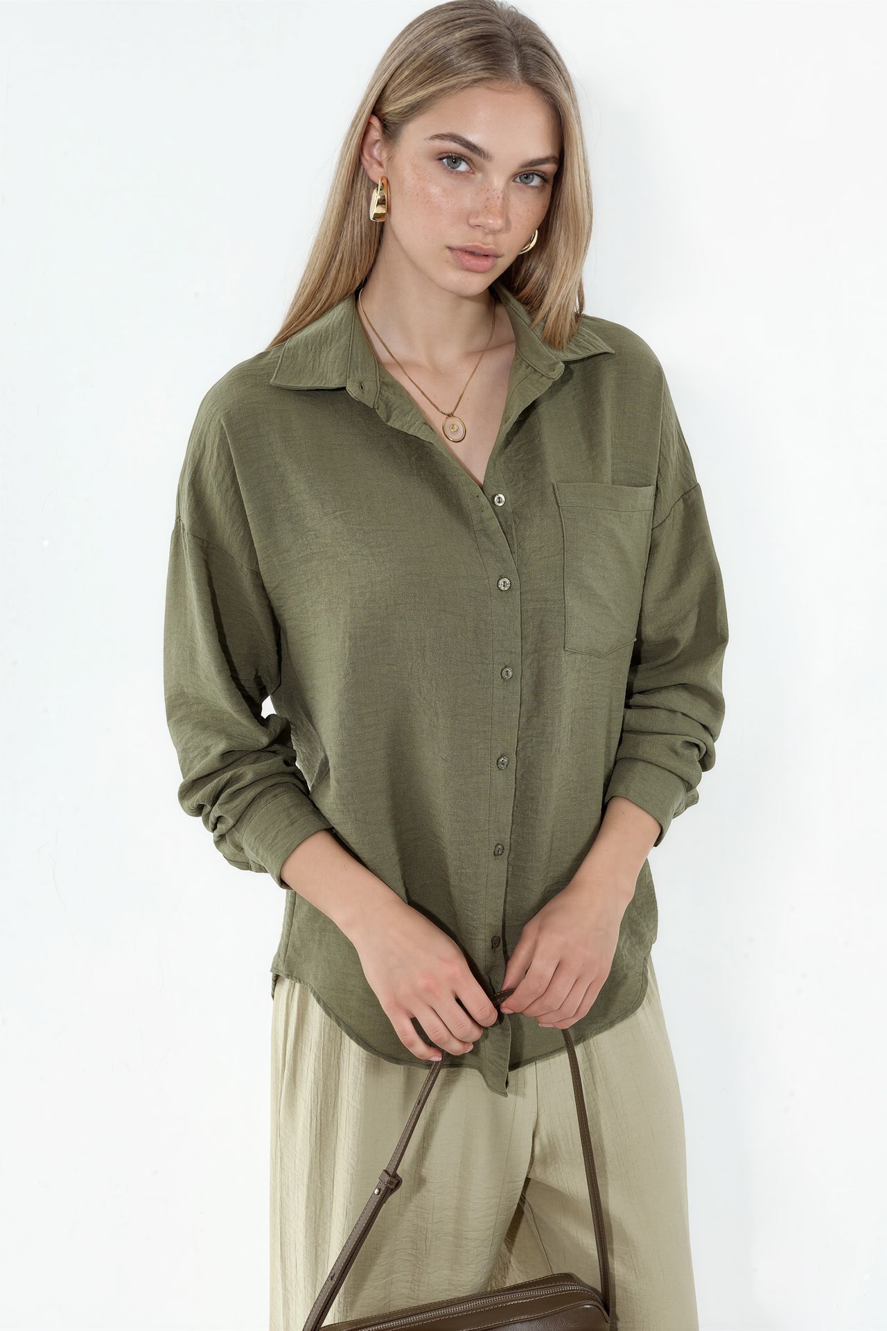 BDART Linen Blended Shirt with Button Closure 1