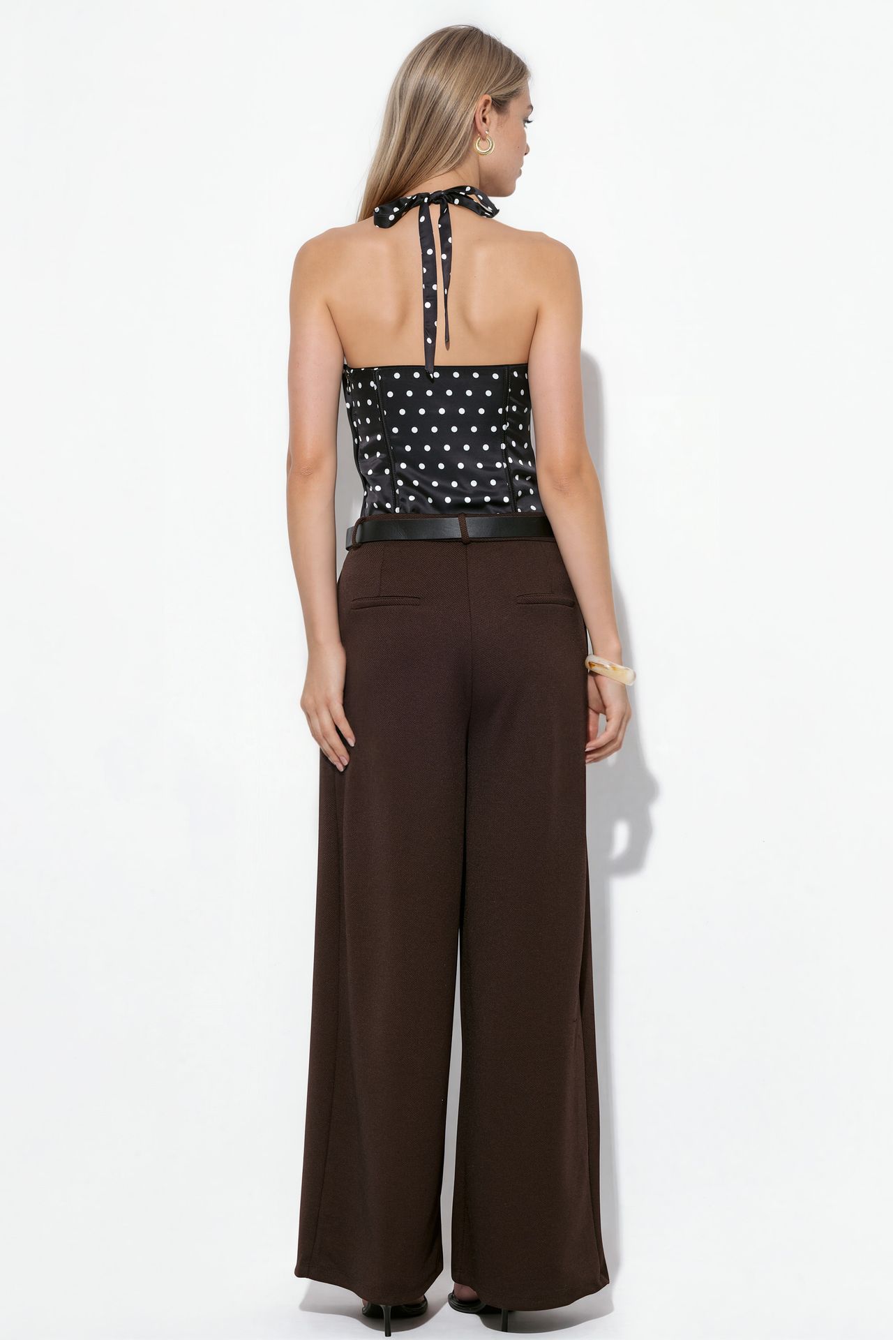 BUSEM High-Waist Wide-Leg Crepe Trousers With Belt 2