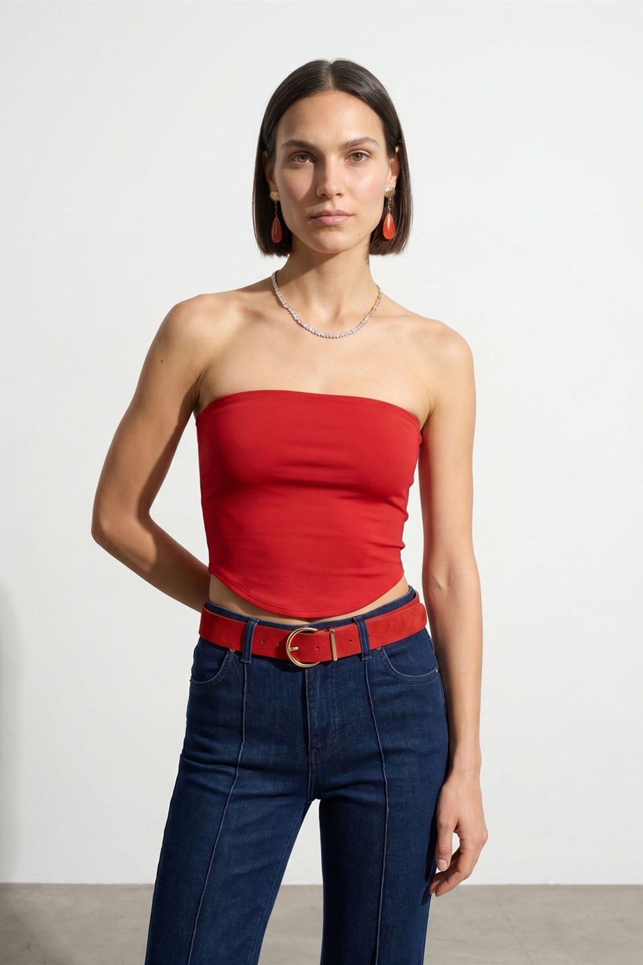 DILVIN Kadın Askısız Crop Bandeau Bluz 3