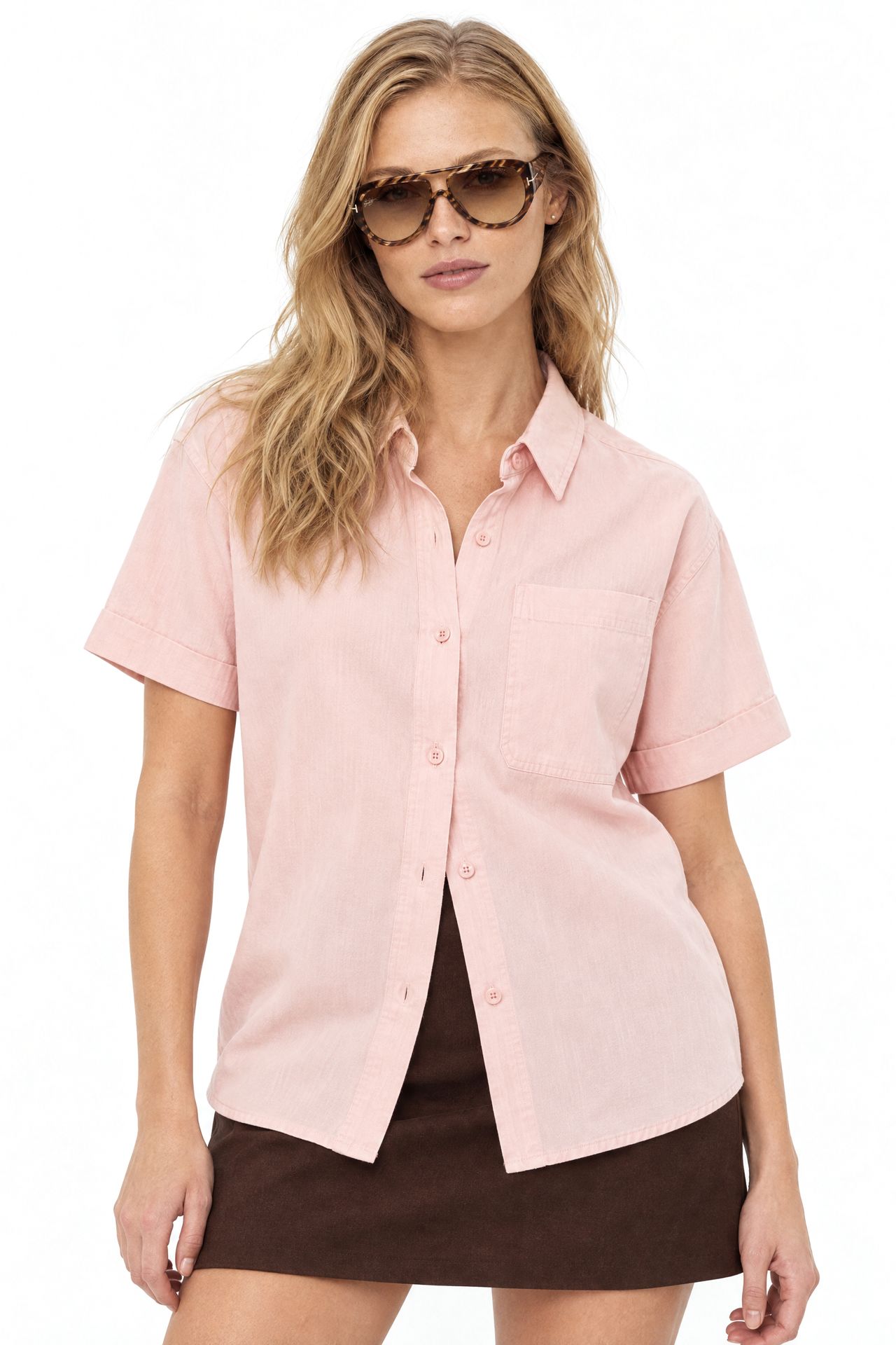 MIXRAY Short Sleeve Shirt with Pockets 1