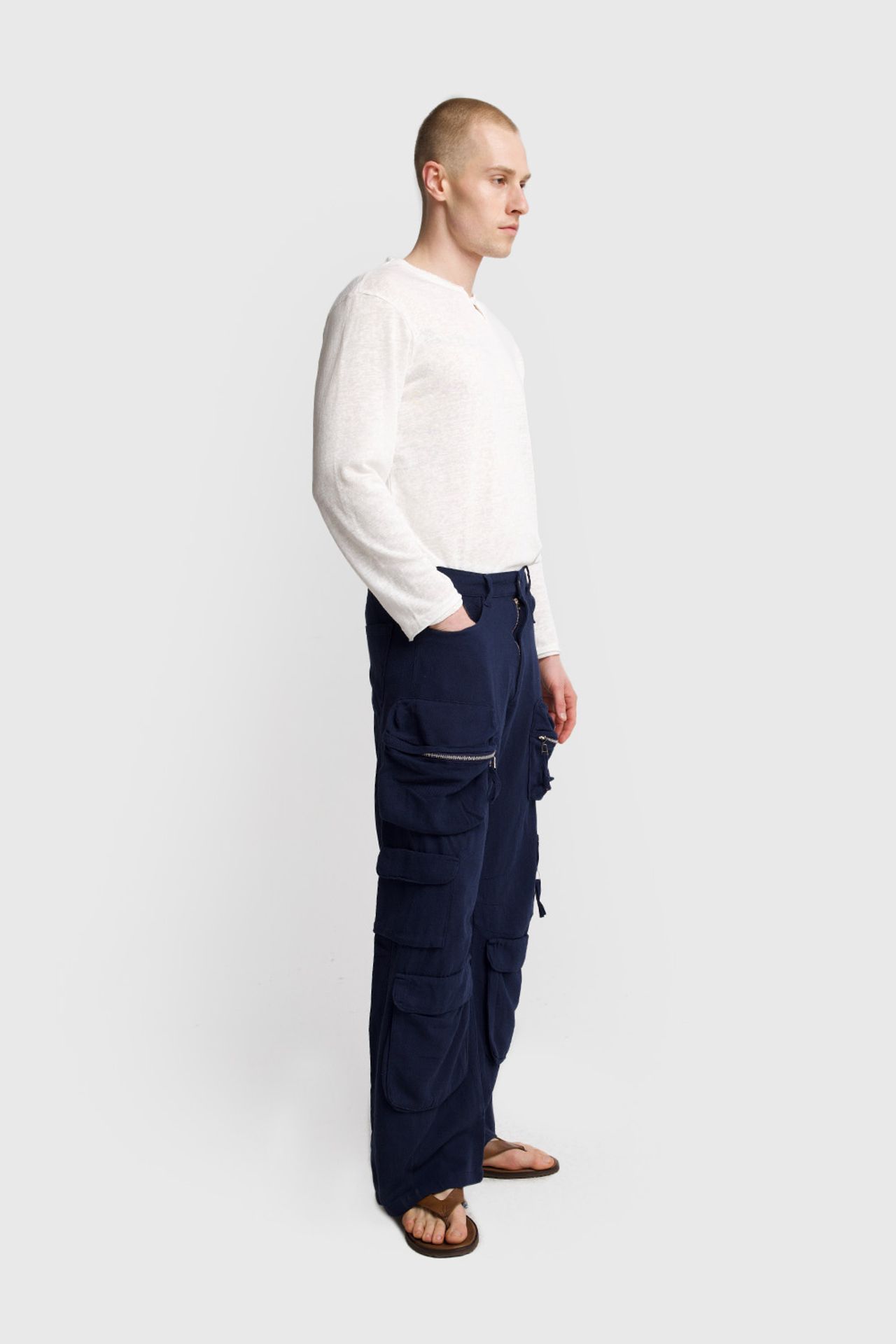 GIESTO Men's Mid-Waist Wide-Leg Knit Pants 3