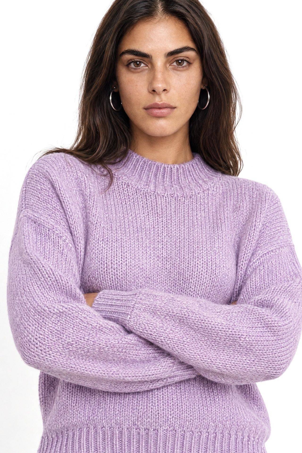 Mixray Relaxed Fit Crew Neck Thick Knit Sweater 3